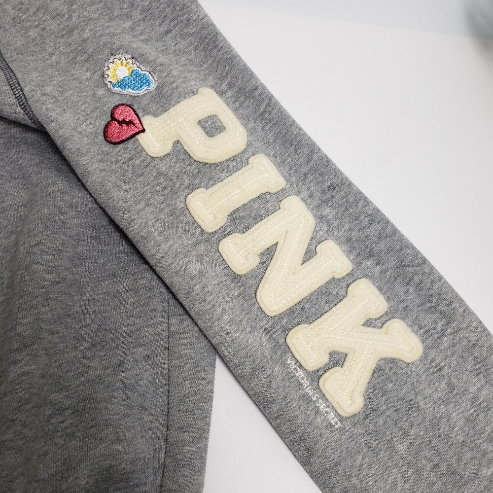 PINK Victoria Secret Gray Hoodie /Kangaroo Pockets Streetwear Grunge Vintage M - Picture 6 of 13